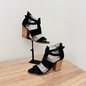 Hinge Cora Black Suede Block Heel Women’s Size 9.5
